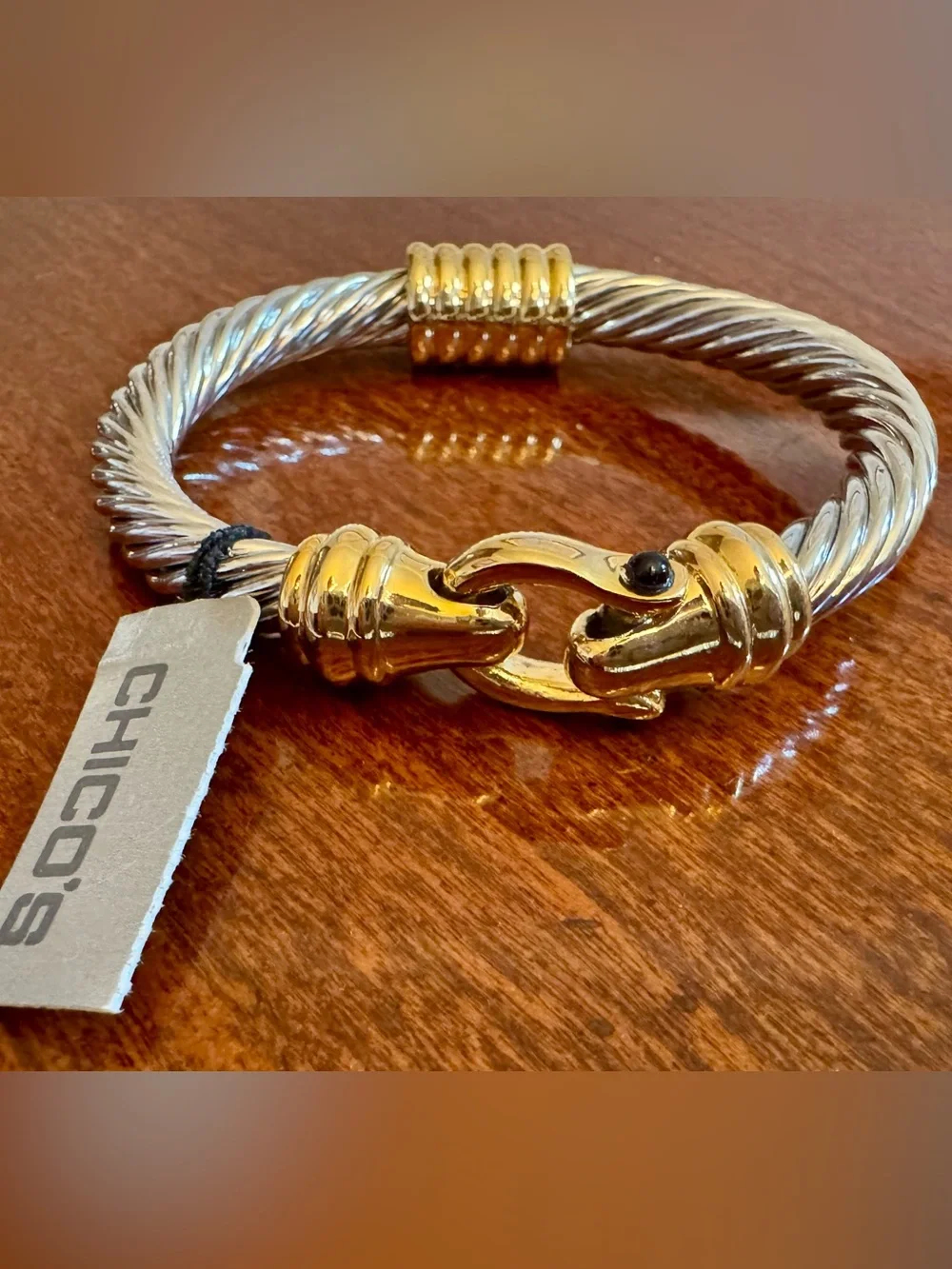 Chico's Bracelet Two-Tone Gold and Silver Twisted Cable Bracelet **NWT**